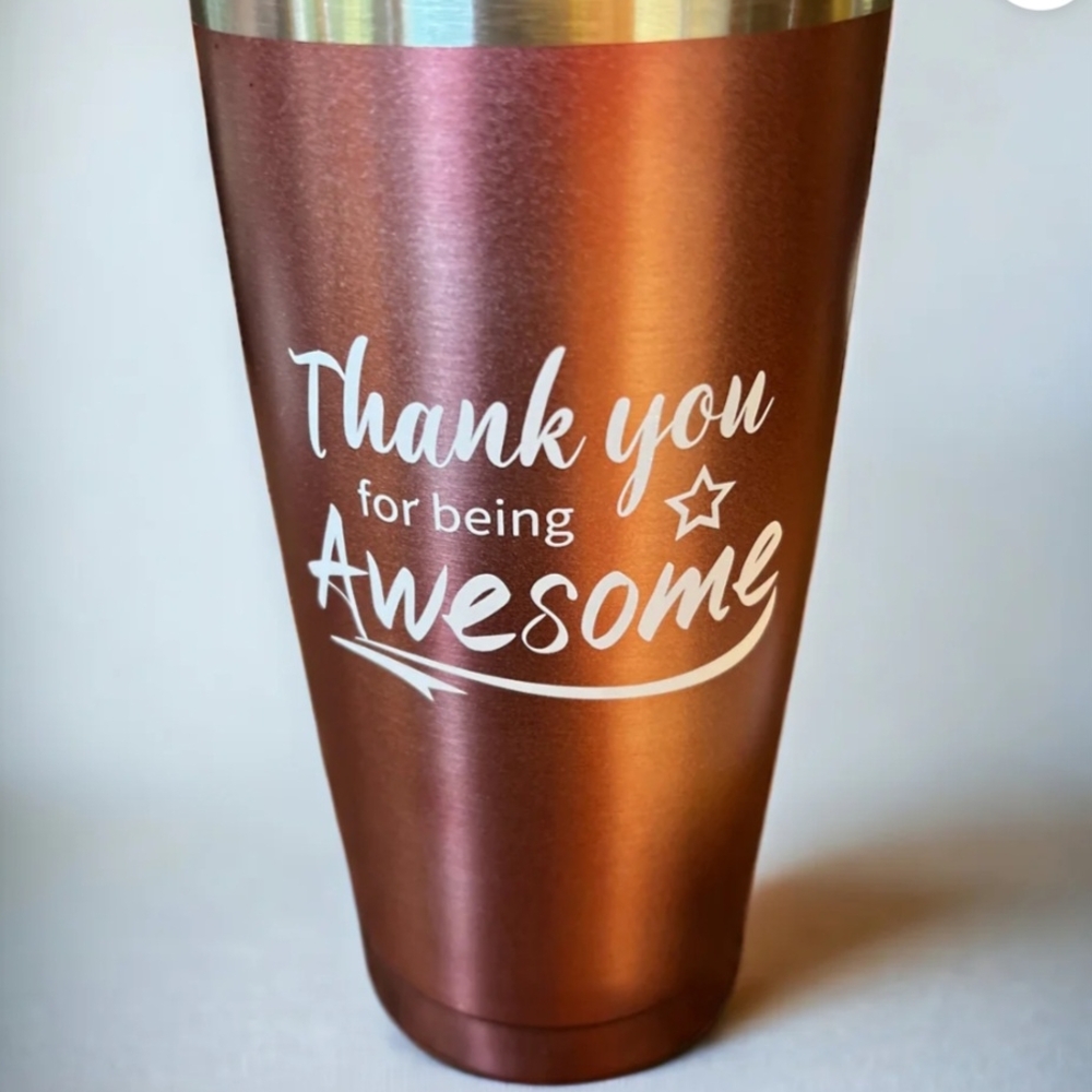 New Rose Gold Inspirational Travel Tumbler Mug "Thank You For Being Awesome"
